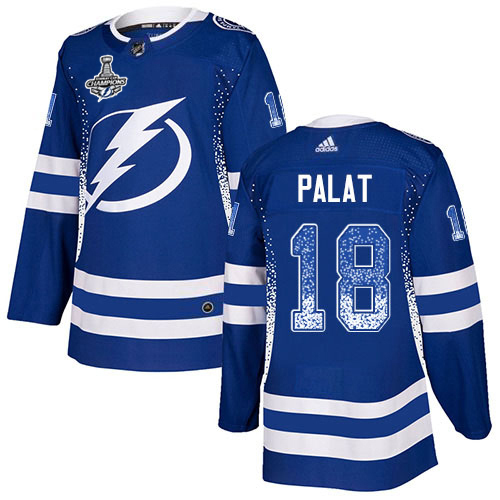 Adidas Tampa Bay Lightning Men #18 Ondrej Palat Blue Home Authentic Drift Fashion 2020 Stanley Cup Champions Stitched NHL Jersey